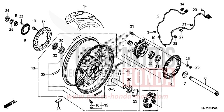 REAR WHEEL for CBR1000RR SP SP1 SP2 GRAND PRIX RED (R380X) from 2018